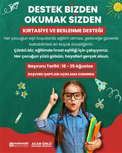       Marmaris Belediyesi'nden öğrencilere kırtasiye ve beslenme desteği haberi