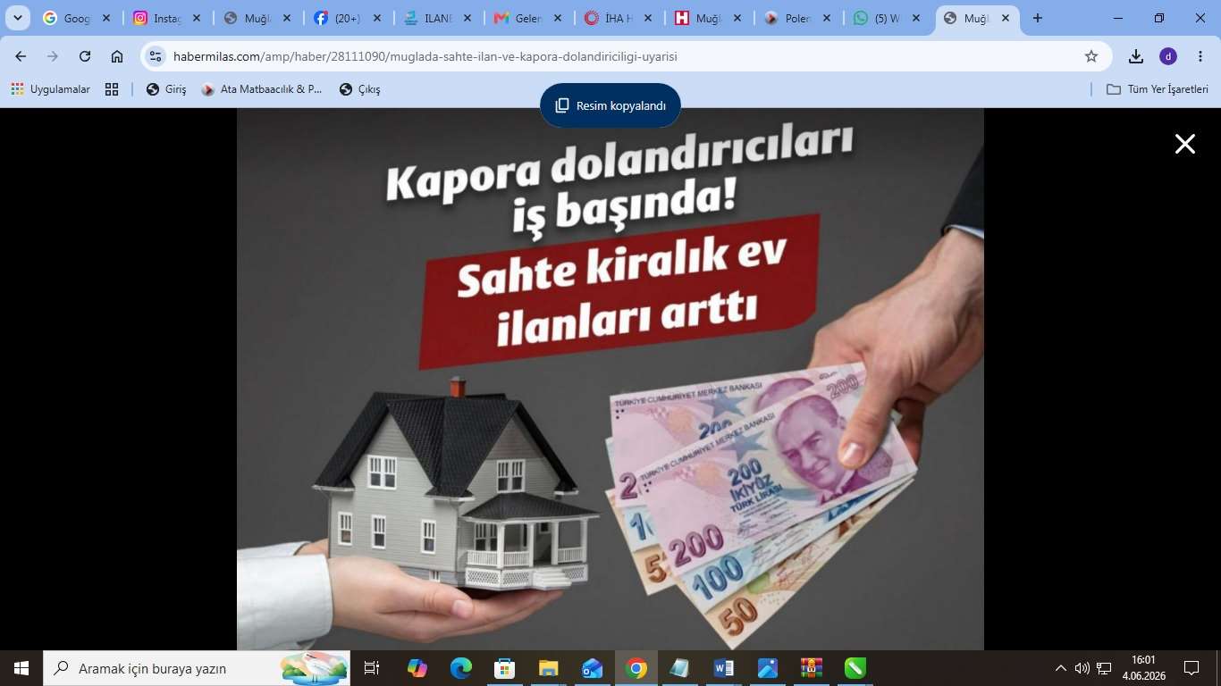 Muğla'da sahte ilan ve kapora dolandırıcılığı uyarısı haberi