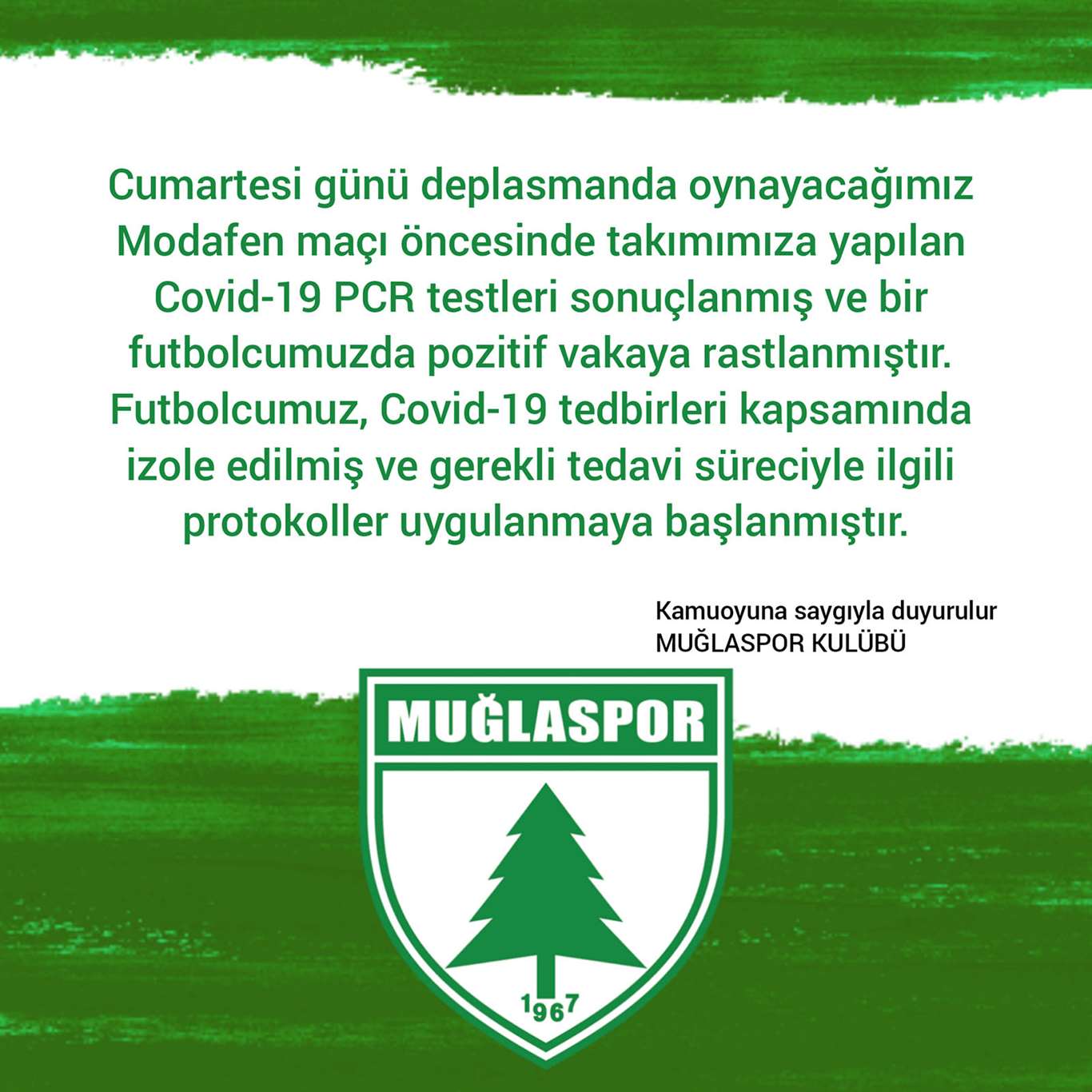 Muğlaspor'da bir futbolcunun testi pozitif çıktı haberi