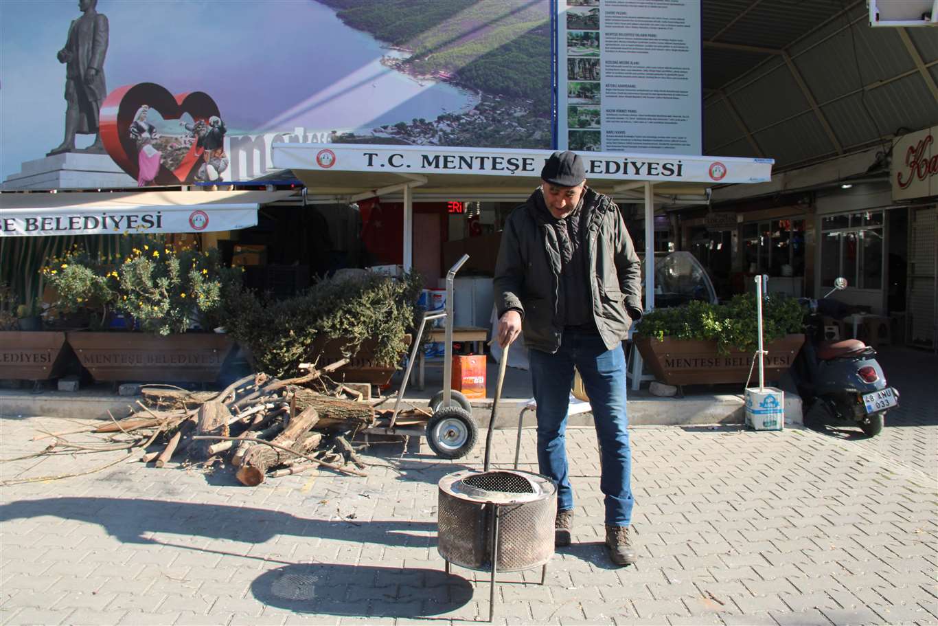 Menteşe'de soğuk havaya karşı ateşli önlem haberi